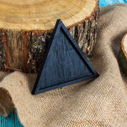 Decor Forma Triunghi Blank HH1512 din lemn pentru Licheni