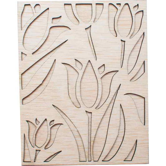 Decor Lalele Blank HH1513 din lemn pentru Licheni
