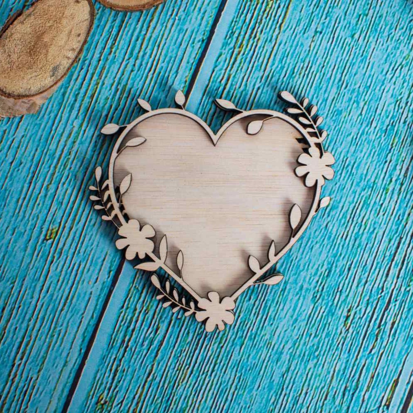 Blank Decor Inima cu Flori HH1521 din lemn pentru Licheni