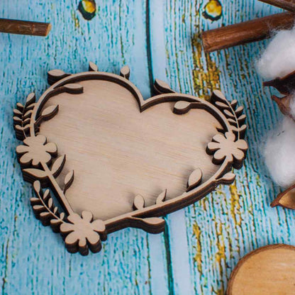 Blank Decor Inima cu Flori HH1521 din lemn pentru Licheni