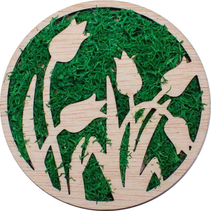 Decor Rotund Lalele HH1526 din lemn Personalizat cu Licheni