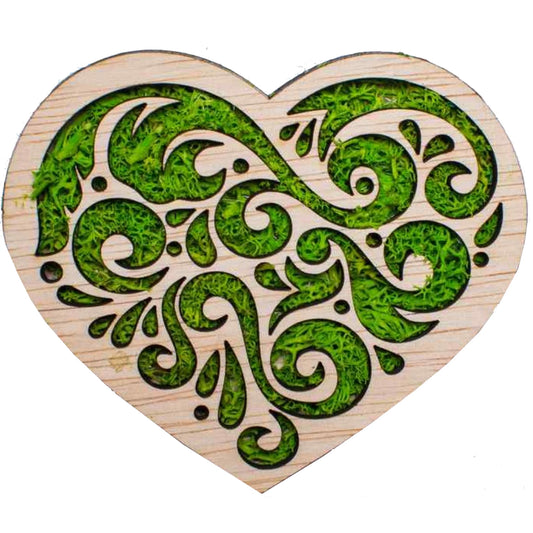 Decor Inima HH1542 din lemn Personalizat cu Licheni