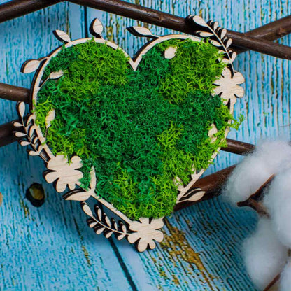 Decor Inima cu Flori HH1543 din lemn Personalizat cu Licheni