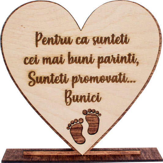 Placuta Personalizabila Anunt promovati Bunici HH1556 din lemn 22x22 cm