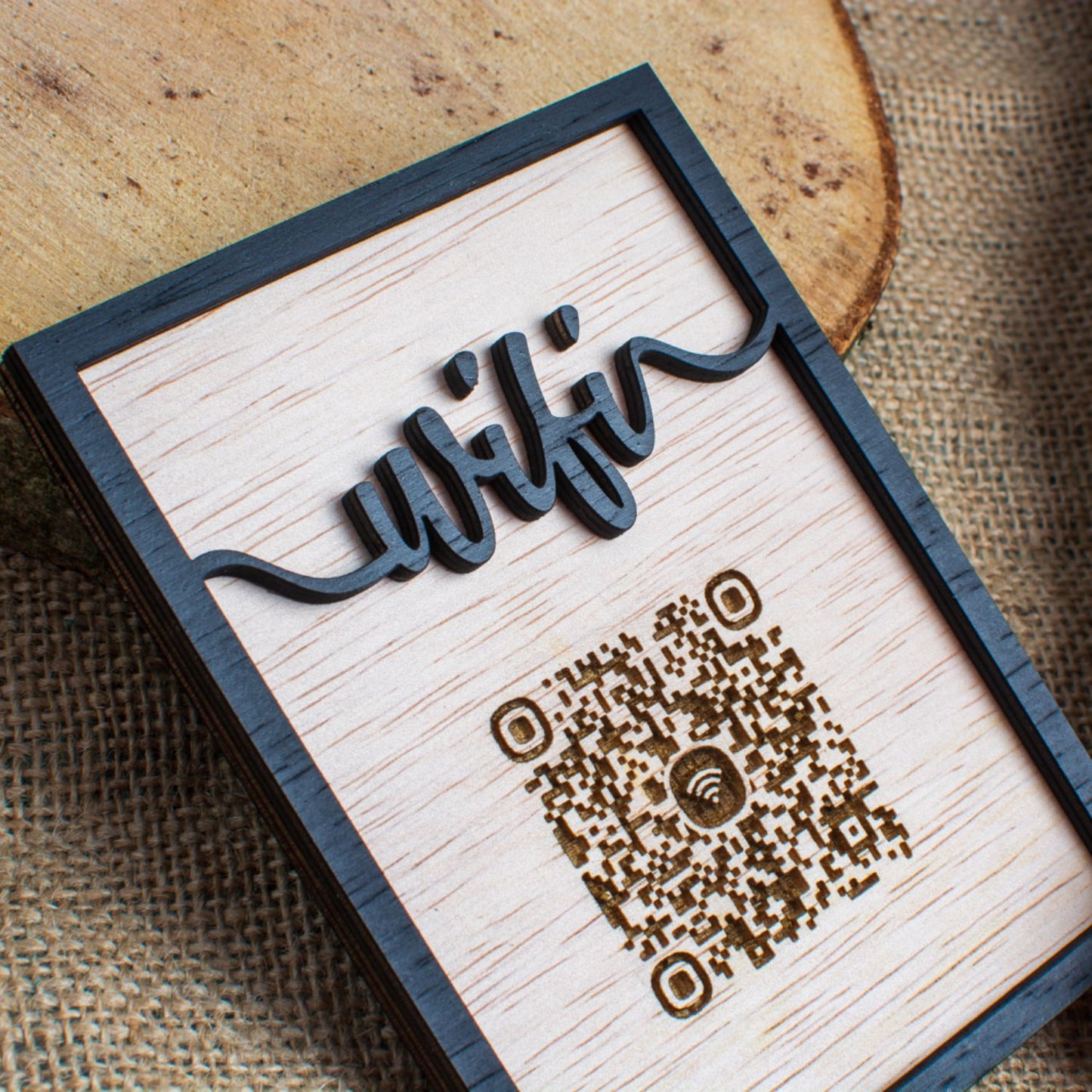 Semn de Conexiune Wifi din lemn HH1561 Personalizat 10x13 cm