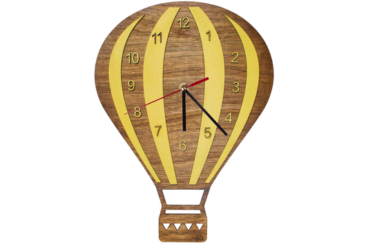 Ceas Personalizabil de lemn decorativ, HH14, balon cu aer cald
