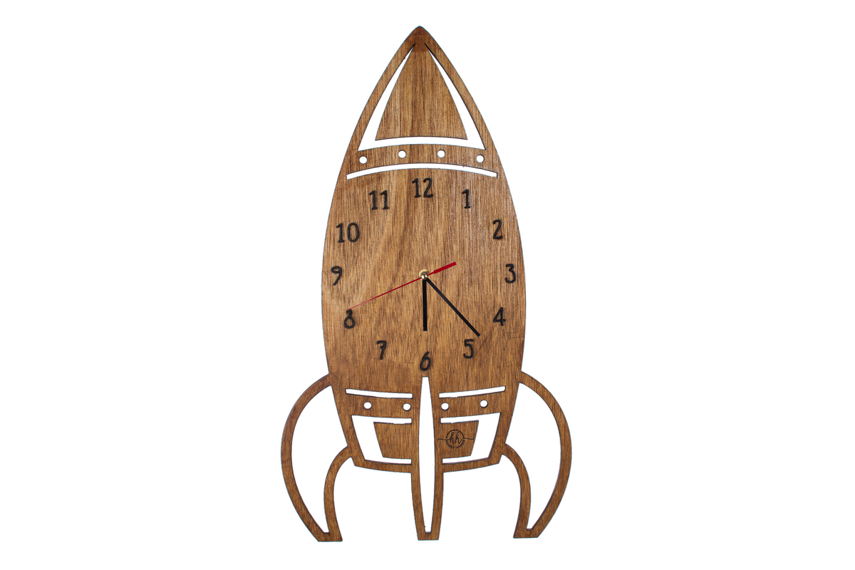 Ceas Personalizabil de lemn decorativ Racheta