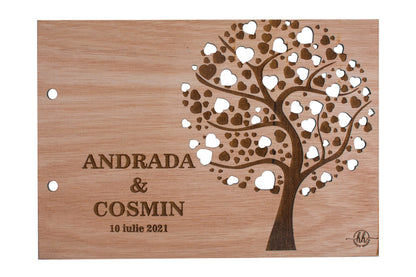 Album Foto de Nunta Personalizat din lemn GuestBook, GBook267, Copacul Inima 30x21 cm