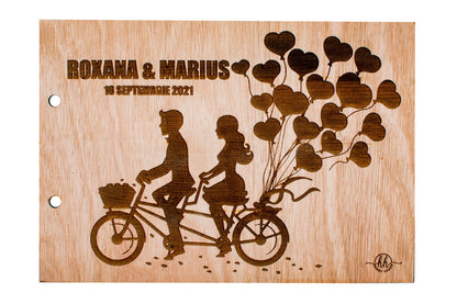 Album Foto de Nunta Personalizat din lemn GuestBook, Bicicleta 30x21 cm