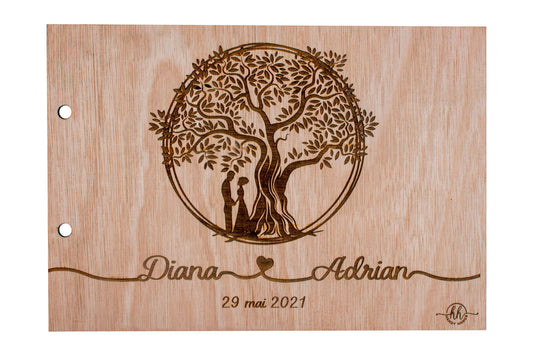 Album Foto de Nunta Personalizat din lemn GuestBook, Copacul Vietii 30 cm x 21 cm