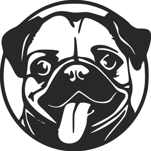 Decor perete Catel Pug Mops HH688 din lemn