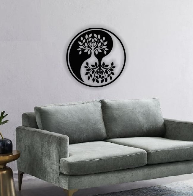 Decor perete Personalizabil Copac Ying Yang HHH387 din lemn