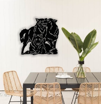 Decor perete Personalizabil Familie Lupi HHH433 din lemn