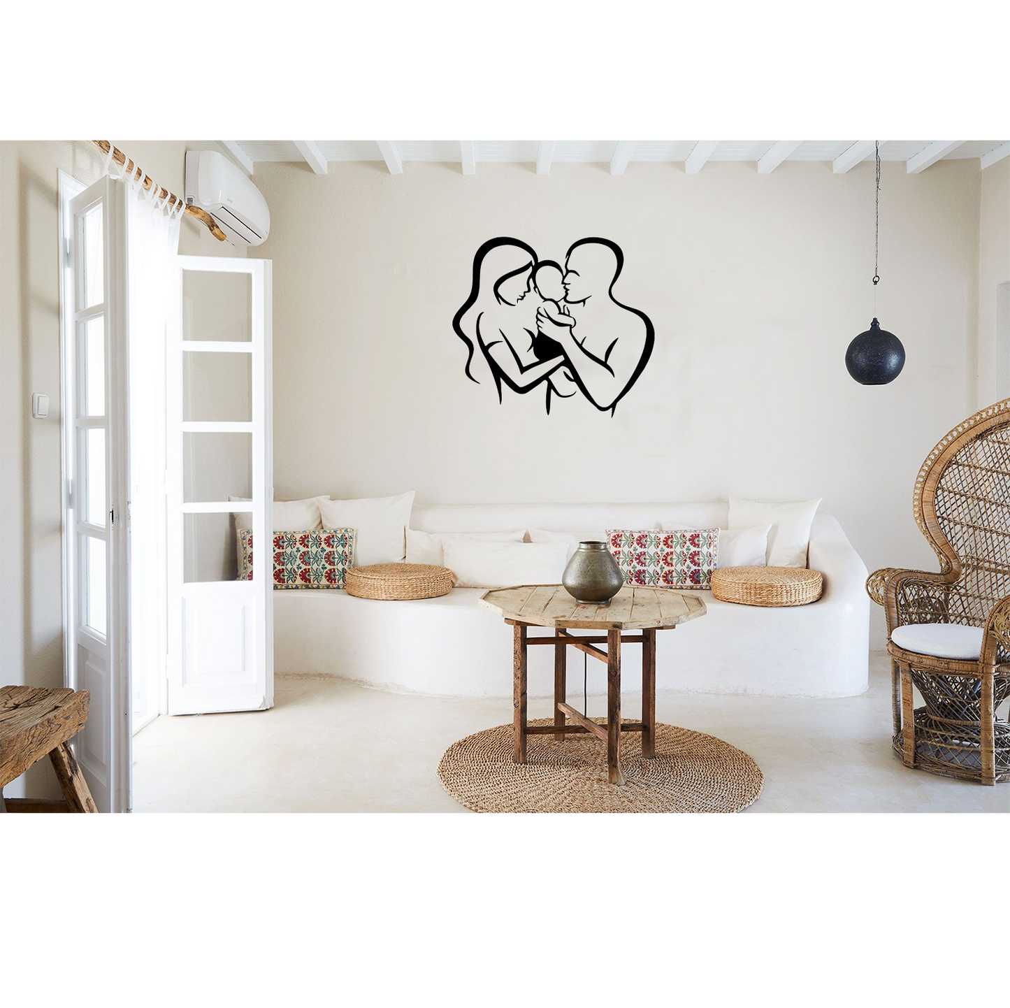 Decor perete Familie cu Bebelus HH728 din lemn