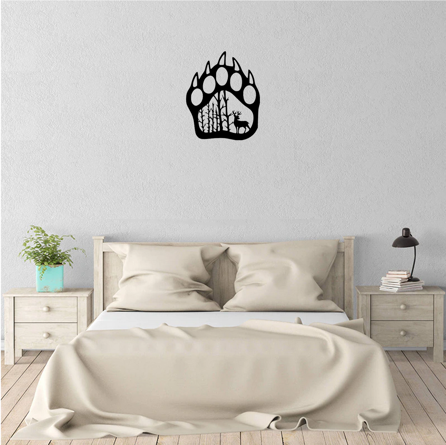 Decor perete Laba de Urs cu Cerb HH705 din lemn