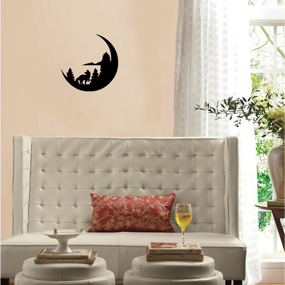Decor perete Lup si Luna HH695 din lemn