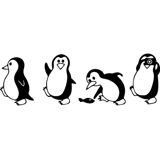 Decor perete Pinguini din 4 Parti HH746 din lemn