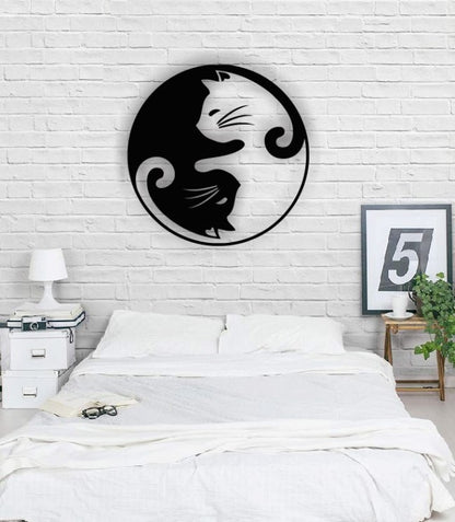 Decor perete Personalizabil Pisica Ying Yang HHH359 din lemn