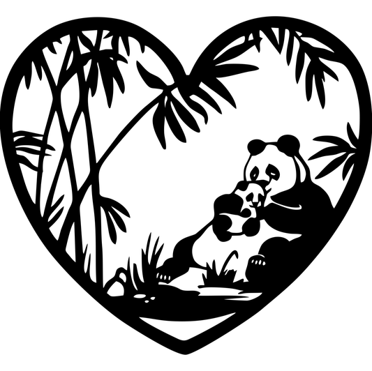 Decor perete Urs Panda cu Pui HH751 din lemn