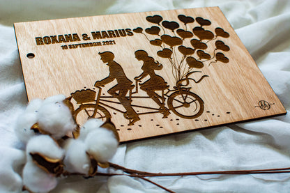 Album Foto de Nunta Personalizat din lemn GuestBook, Bicicleta 30x21 cm