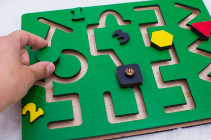Joc Personalizabil, HandyHands, educativ Montessori Labirint 4 Circuite